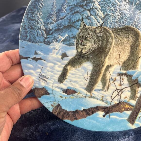 1989 "The Lynx" by Lee Cable Plate 3rd Issue Bradford Exchange Certificate & Box - Picture 3 of 13